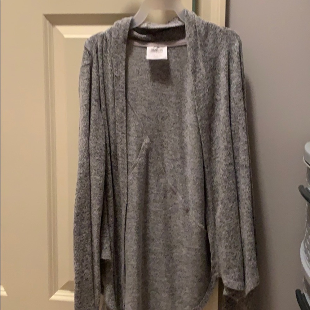 grey cardigan